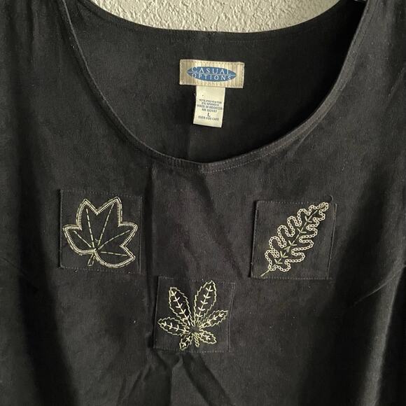 Casual Options Vintage 90’s Black Sleeveless Dress Leaf Design Size Large - Picture 4 of 6